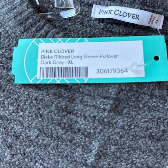 Pink clover Blake Ribbed Long Sleeve Pullover Dark Grey XL Stitch‎ Fix Nwt - Picture 7 of 7